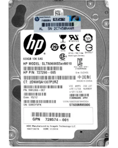 HPE 600GB SFF SAS 10K 6Gb/s HDD 728574-001