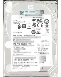 HPE 2TB SFF SAS 7.2K 12Gb/s HDD 765470-004