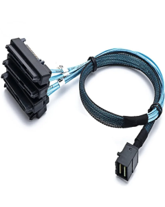 Generic Mini SAS HD SFF-8643 to 4 x SFF-8482 SAS/SATA Connector with Power Split 0.5m